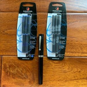 Sheaffer Black Fountain Pen F Fine No Nonsense Vintage 80s + Ink Skrip Refills